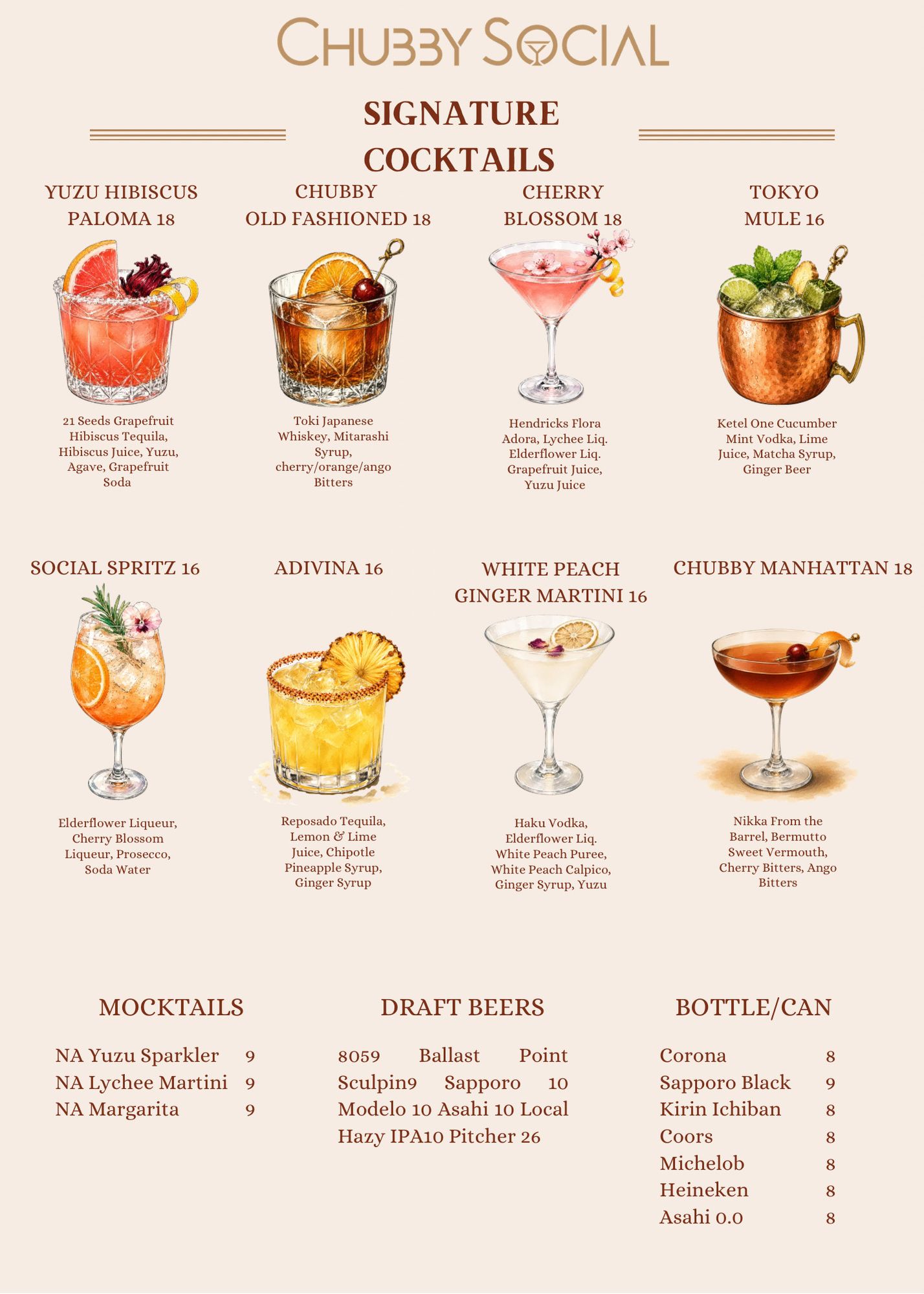 Chubby Social | Menu